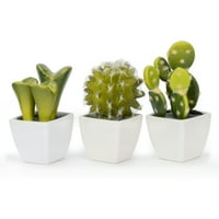 -Cliffs Set umjetnih mini sočnih i kaktusa biljaka u loncima u obliku bijele kocke
