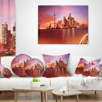 Dizajn, Shanghai Skyline u zoru Panorama - Jastuk za bacanje grada - 18x18