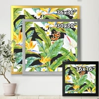 DesignArt 'žuti cvjetovi i tropsko lišće iv' Moderni uokvireni umjetnički tisak
