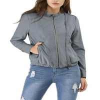 Jedinstvene ponude ženskog ležernog zip up, lagana moto jakna s dugim rukavima