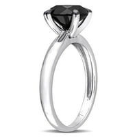 Zaručnički prsten od bijelog zlata od 1 karatnog crnog dijamanta od 14 karata i pasijansa od bijelog zlata