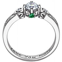 Personalizirani tajna izraza pravi prsten za rođenje i dijamantski Cz Sterling Srebrni par