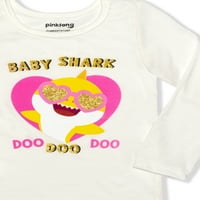 Baby Shark Malini djevojke majice dugih rukava i tajice, dvodijelni set odjeće