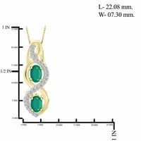 Carat T.G.W. Smaragdni i bijeli dijamantni naglasak 14K zlato preko srebrnog trodijelnog seta nakita