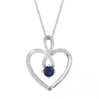 10K bijelo zlato Sapphire & Carat T.W. Dijamantna ogrlica za privjesak za srce Infinity