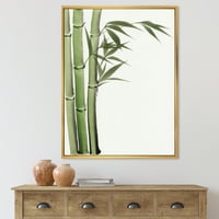 DesignArt 'detalj tamnozelenog bambusa i lišća IV' tradicionalno uokvirena platna zidna umjetnička tiska