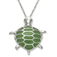 Prirodni zeleni žad kornjača šarm sterling srebrni privjesak, 18