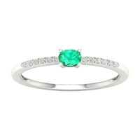 Imperijalni dragulj 10k bijelo zlato okrugli rez smaragdni ct tw dijamantski ženski prsten