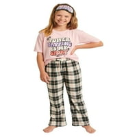 Pidžama Set kratkih rukava s dugim hlačama i maskom za spavanje od 2 komada, veličine 5 i plus