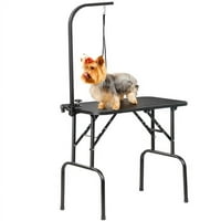 EasyFashion Dog Cat sklopivi stol za njegu s podesivom visinom rukom crna