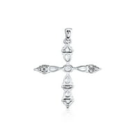 Sjajnost fini nakit križ privjesak s okruglim i kruškama simuliranim dijamantima u srebrom za žene