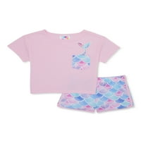 Pidžama Set od $ $ - Majica kratkih rukava i kratke hlače, 2 komada, veličine 4-12