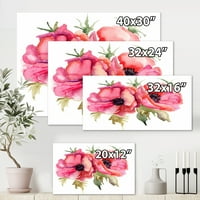 Dizajnerska umjetnost stilizirani ružičasti cvjetovi maka - tradicionalni zidni otisak na platnu
