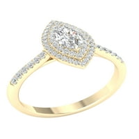 Imperial CT TDW Marquise Diamond Double Halo zaručnički prsten u 10k žutom zlatu