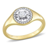 Zaručnički prsten s pečatom u dvobojnom žutom i bijelom zlatu s dijamantom od 14 karata