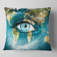Jedinstvena planeta Zemlja i plavo oko - Sažetak jastuka za bacanje - 18x18