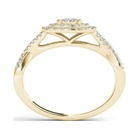 Carat T.W. Dijamantni 10kt žuti zlato dvostruki halo zaručnički prsten u obliku jastuka
