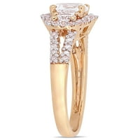 Vjenčani prsten od bijelog сапфиром T. G. W. u 1 karat i dragulj T. W. u 10 karata od ružičastog zlata sa tri kamenjem